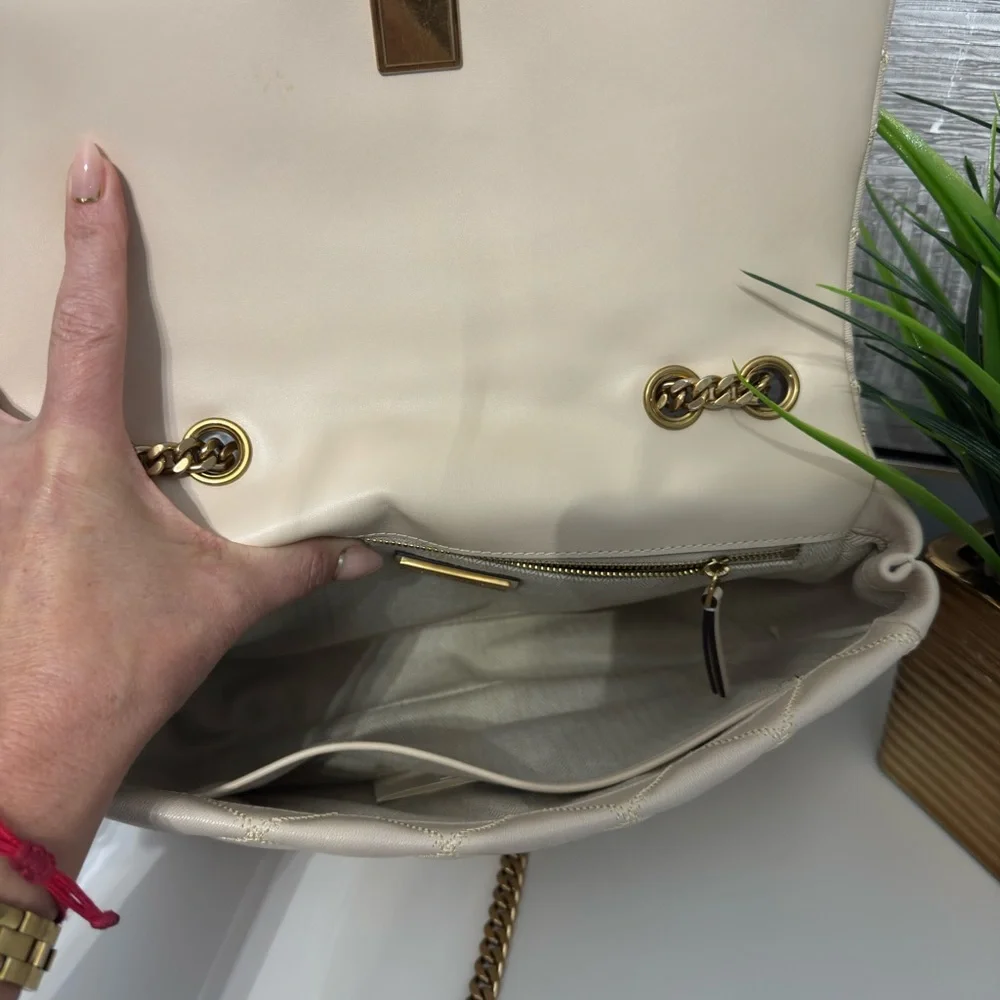 Tory Burch Willa Quoted Leather Crossbody Shoulder Bag – Cream - Picture 12 of 13